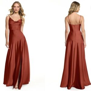 Donating SOON - Azazie Bridesmaid Dress - Kayla in Terracotta, Stretch Satin A4